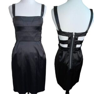 Hailey Logan by Adrianna Papell Black Satin Cut Out Mini Dress